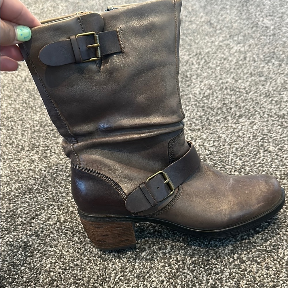 Women's Brown Leather Mid Calf Boots